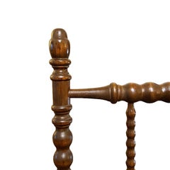 English Upholstered Two Seat Wood Bobbin Stick and Ball Armchair or Bench