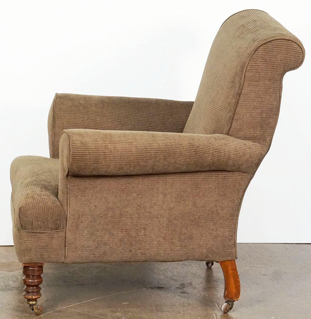 English Upholstered Wingback or Library Lounge Armchair For Sale 3