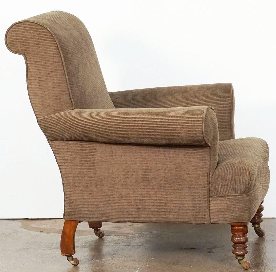 English Upholstered Wingback or Library Lounge Armchair For Sale 6
