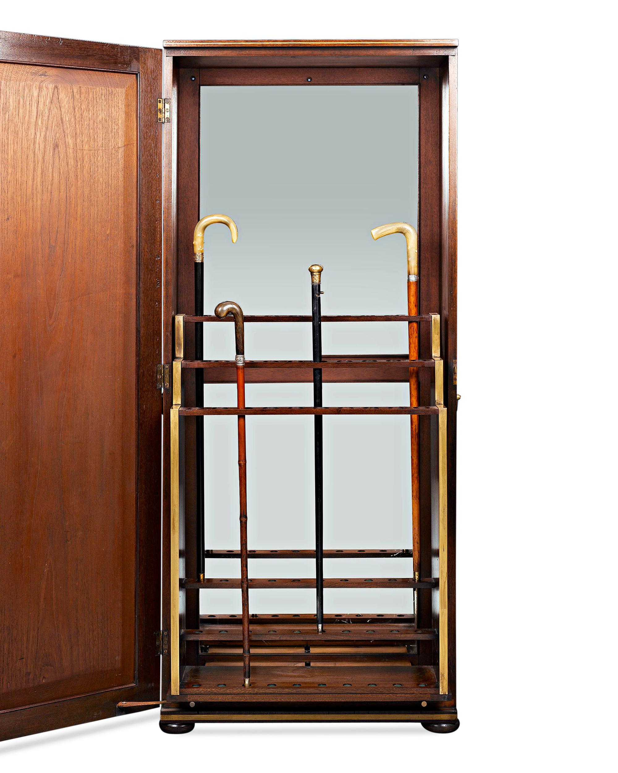English Upright Cane Cabinet In Excellent Condition For Sale In New Orleans, LA