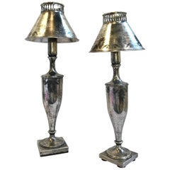 English Urn Form Buffet Lamps of a Petite Size, a Pair