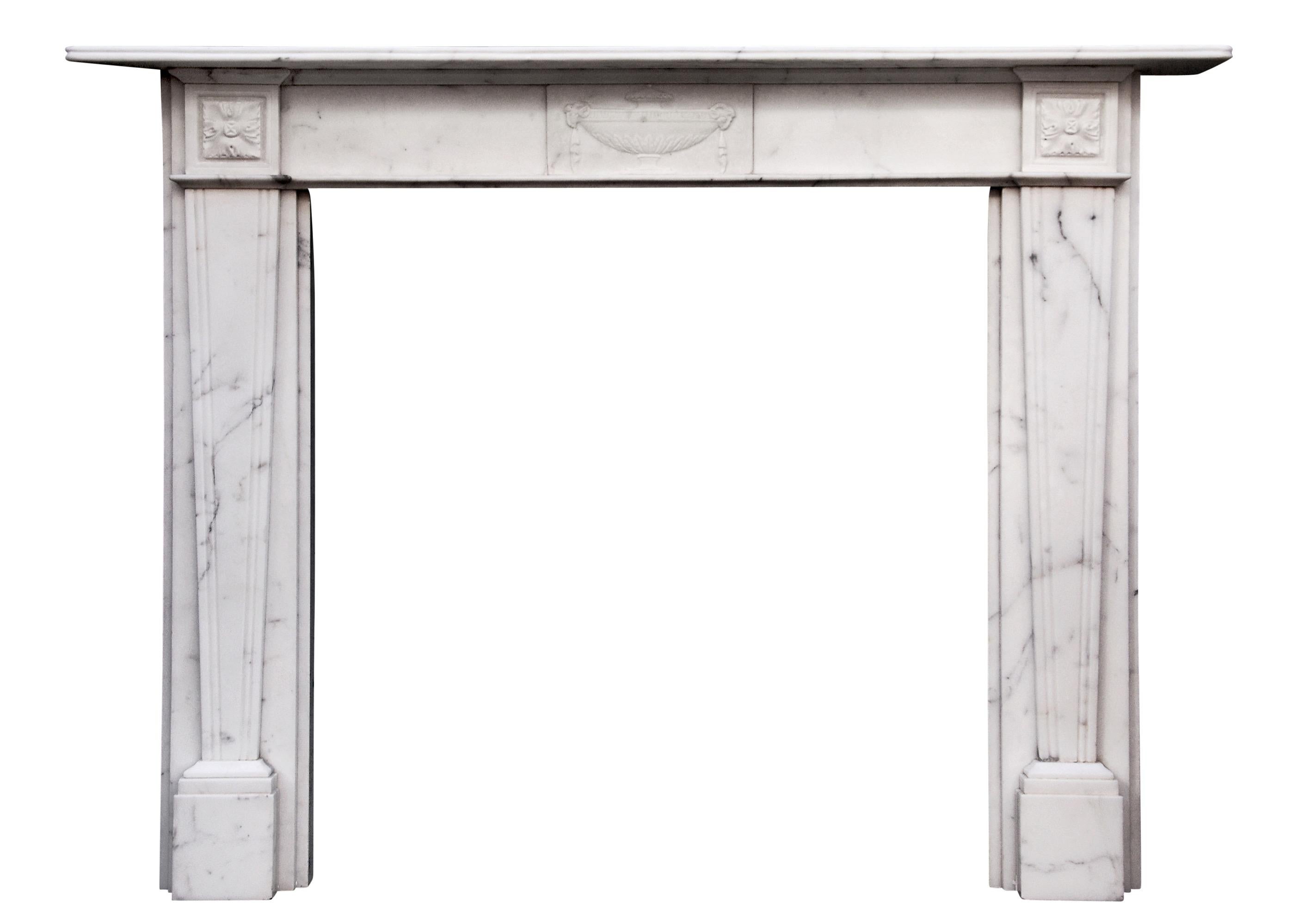 19th Century English Veined Statuary Antique Marble Fireplace