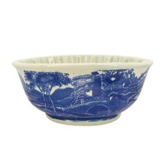 English Victoria Ware Ironstone Blancmange Fish Mould in Blue and White