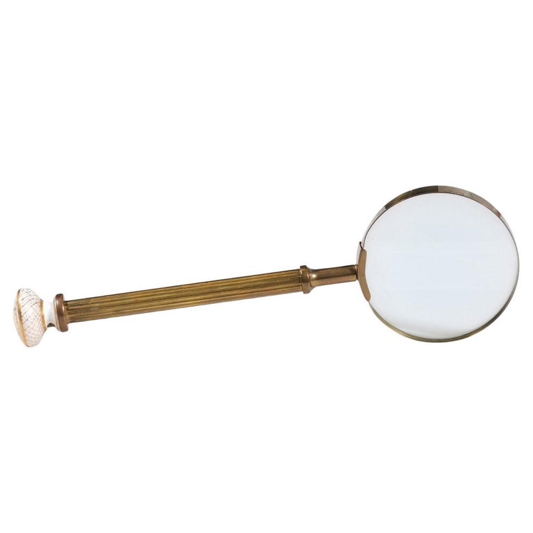 English Victorian 19th Century Bronze Magnifying Glass with Floral Finial For Sale at 1stDibs