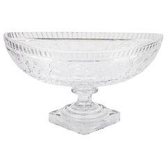 English Victorian 19th Century Cut Crystal Centerpiece Compote with Fruit Motif