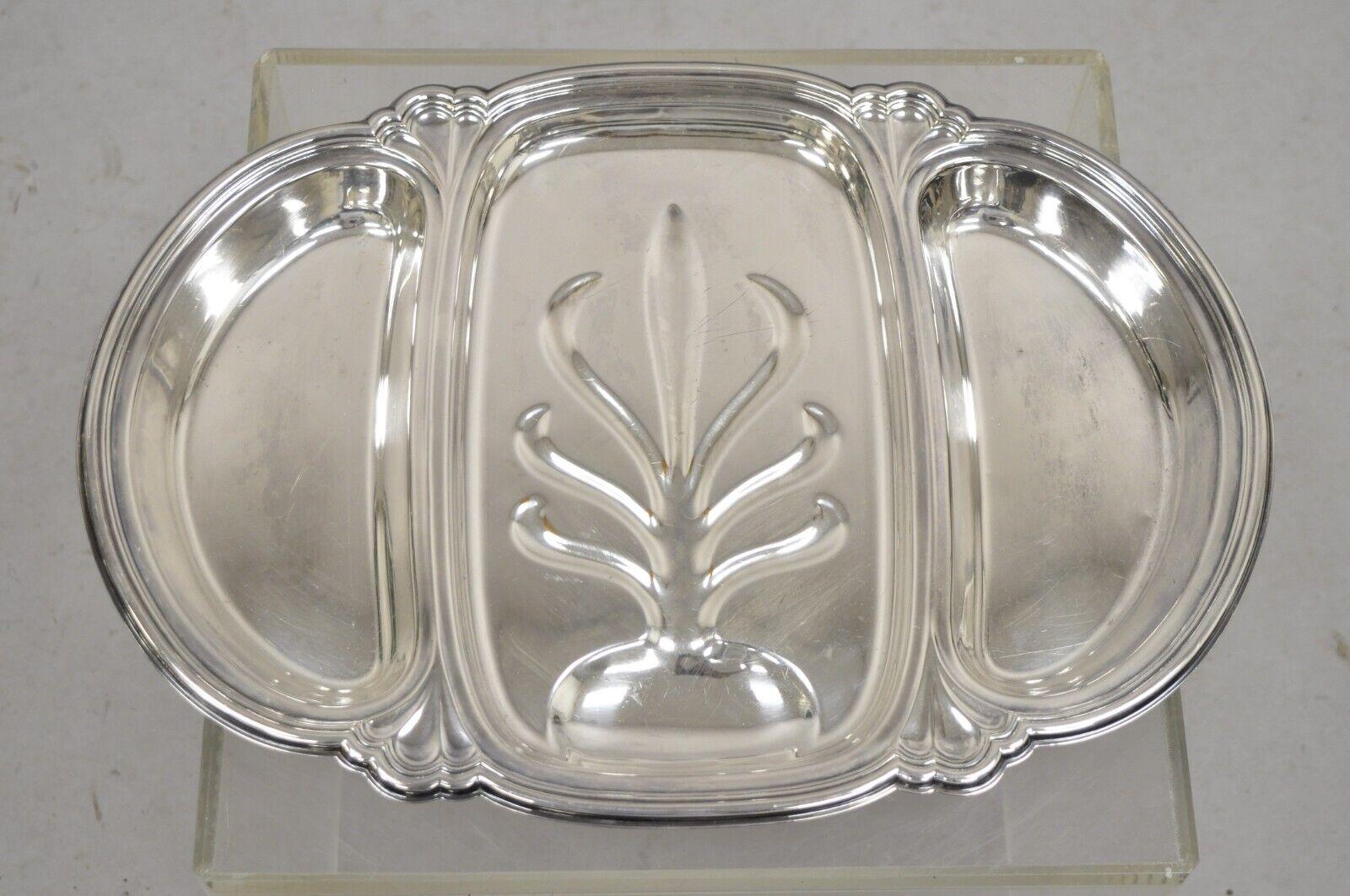 English Victorian 3 Section Silver Plated Meat Cutlery Serving Platter Tray For Sale 4