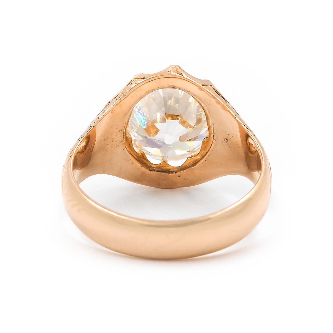 Women's English Victorian 3.61 Ct. GIA Old European Cut Diamond Belcher Engagement Ring For Sale