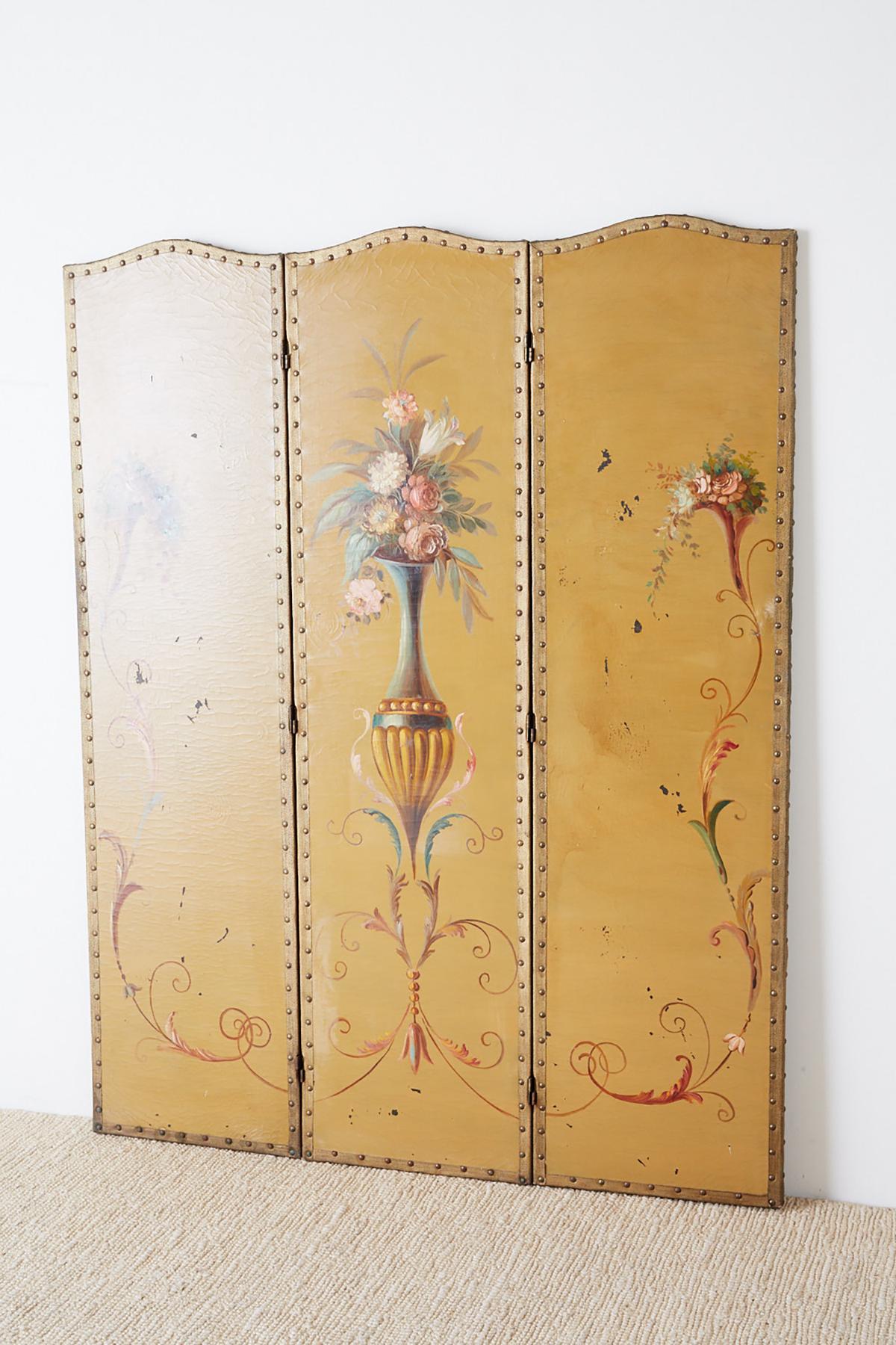 English Victorian Adam Style Painted Floor Screen 5