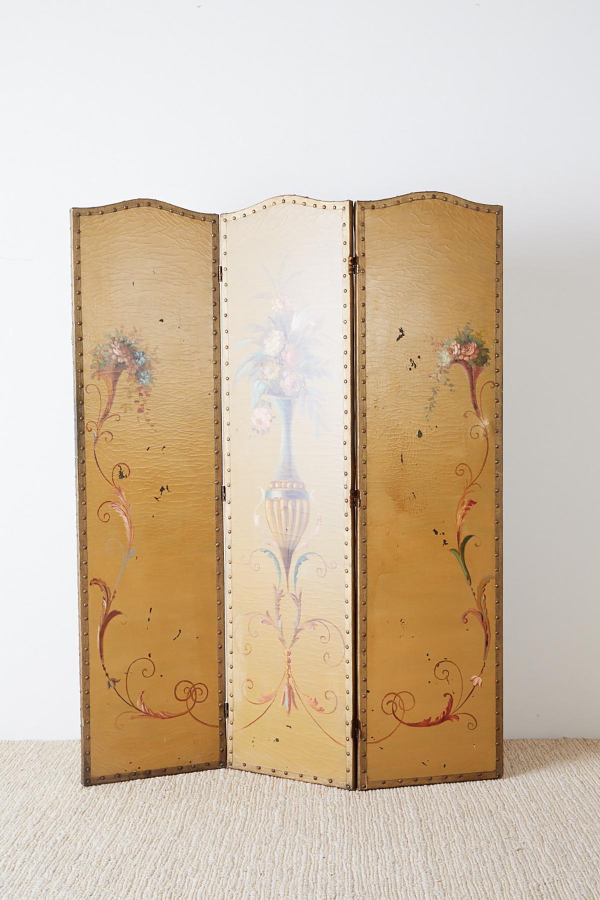 English Victorian Adam Style Painted Floor Screen 9