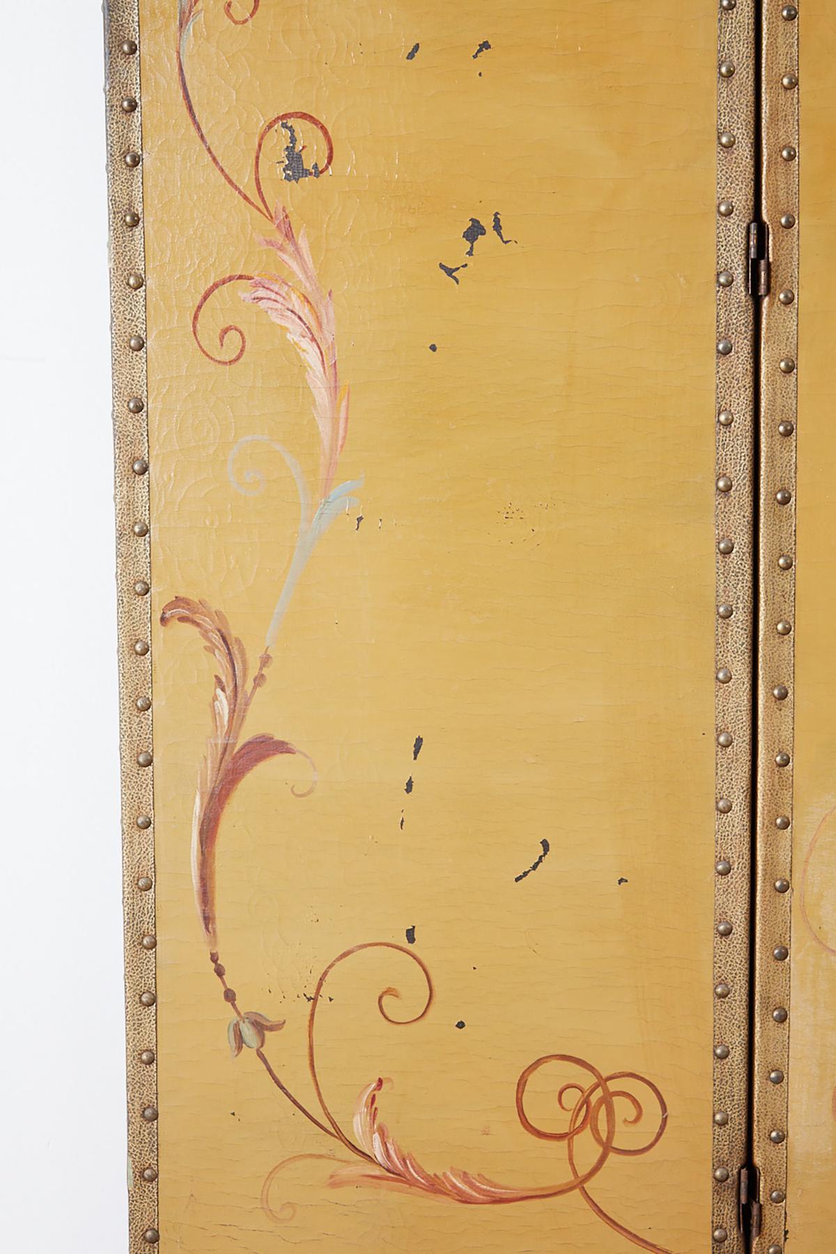 19th Century English Victorian Adam Style Painted Floor Screen
