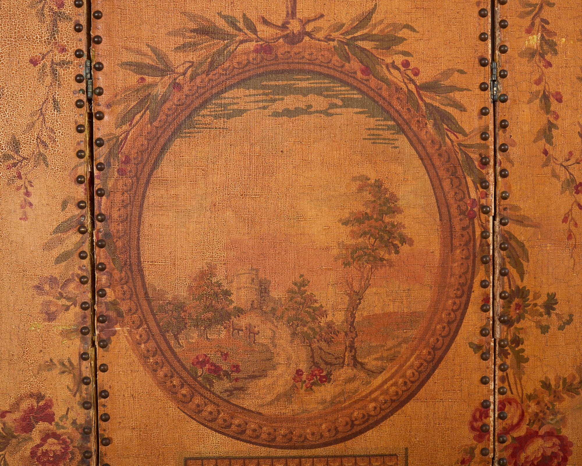 Englischer viktorianischer Adam-Stil Drei-Panel-Faltwand (Handgefertigt) im Angebot
