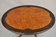 English Victorian Aesthetic Movement Ebony & Burr Walnut Oval Center Table