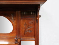 English Victorian Aesthetic Movement Walnut Overmantel Mirror