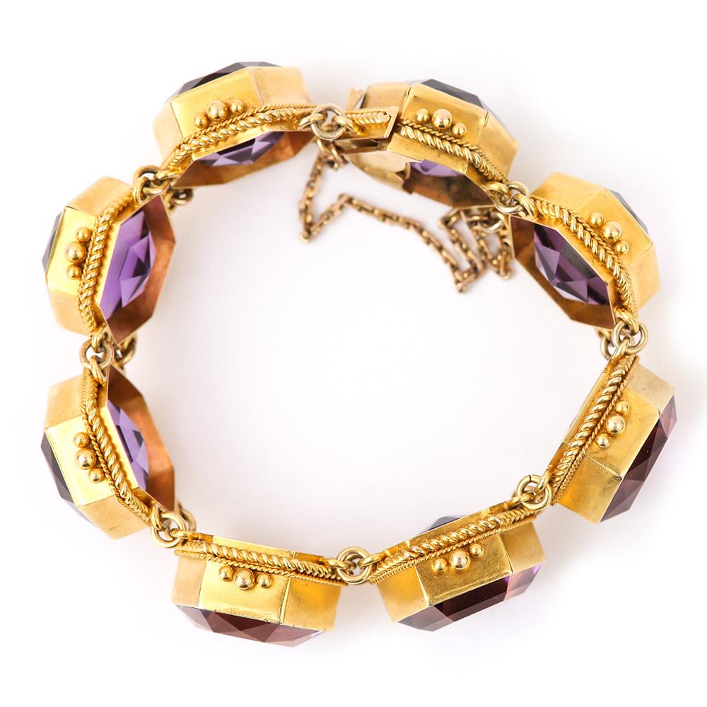 gold and amethyst bracelet