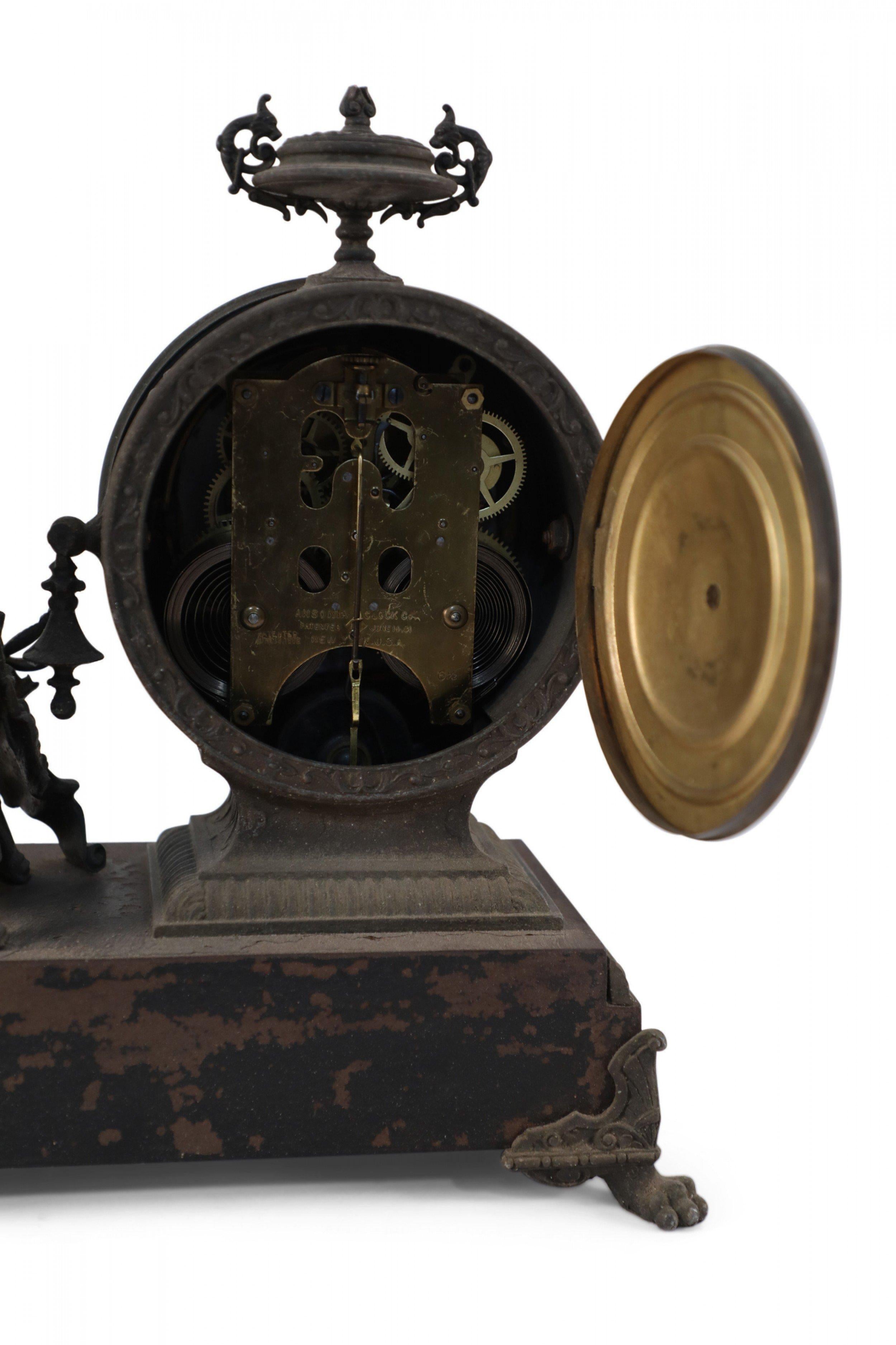 English Victorian Ansonia Clock Company Bronze Shakespeare Mantel Clock For Sale 2