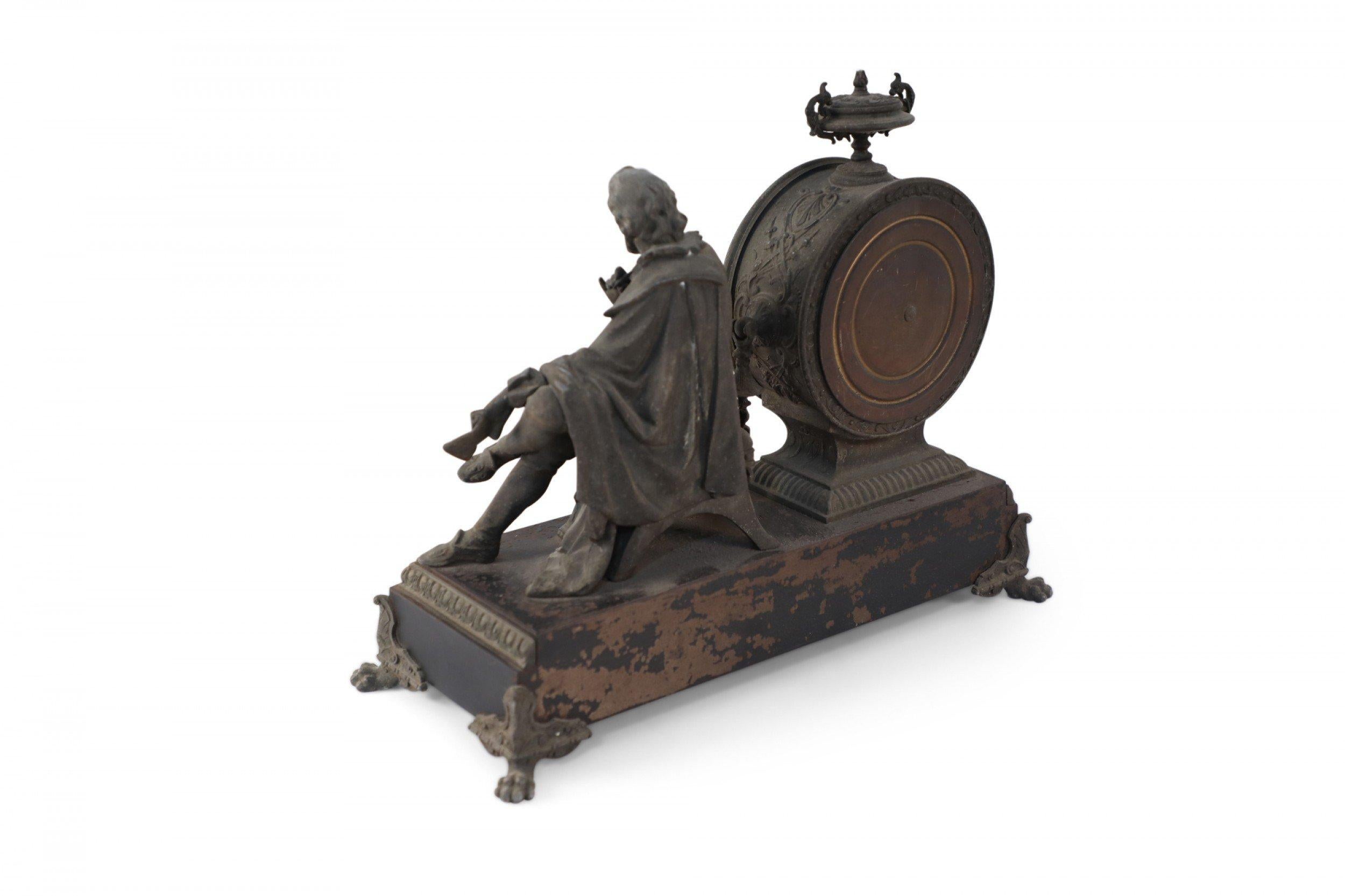 English Victorian Ansonia Clock Company Bronze Shakespeare Mantel Clock For Sale 4