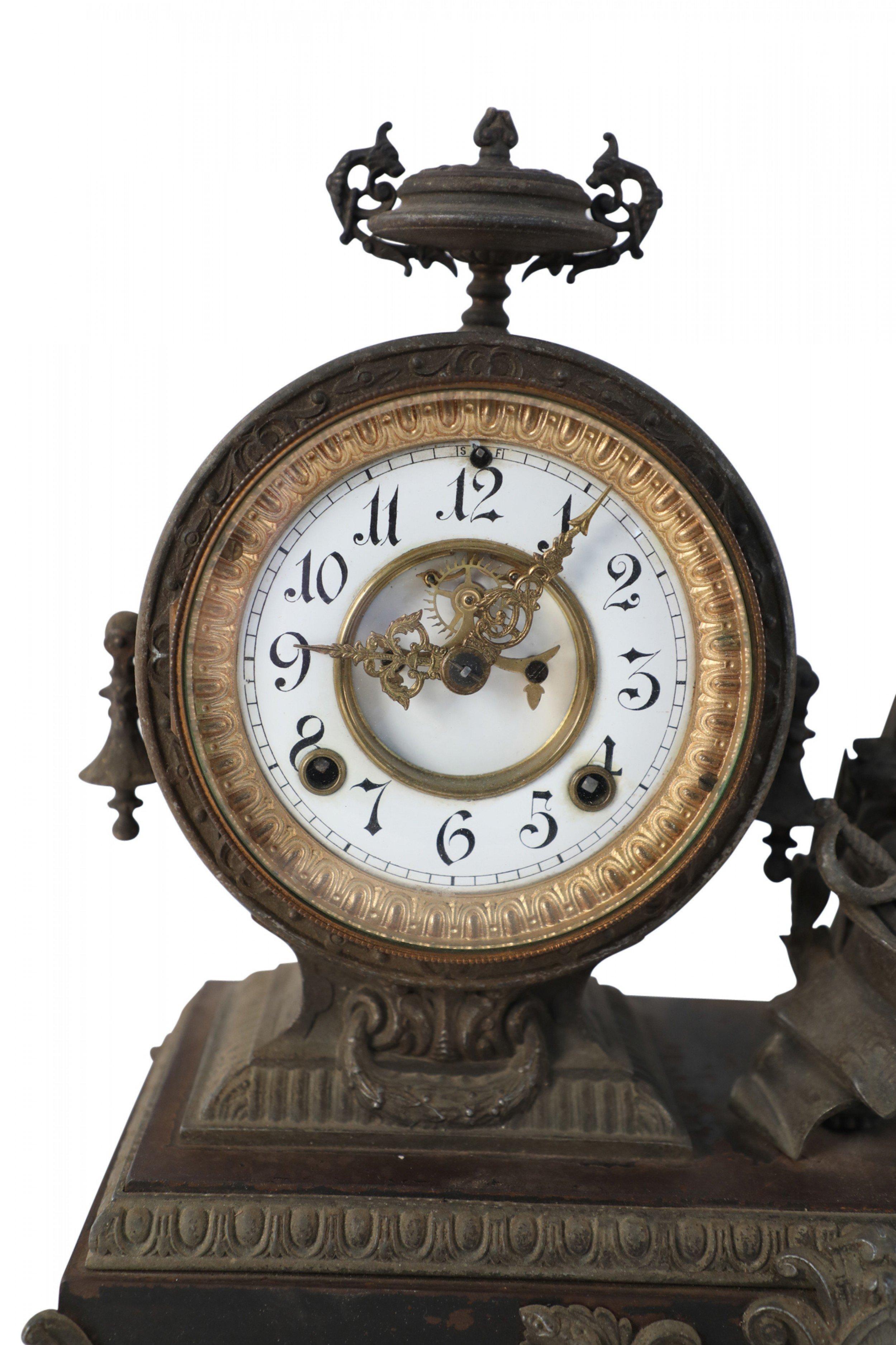English Victorian Ansonia Clock Company Bronze Shakespeare Mantel Clock For Sale 7