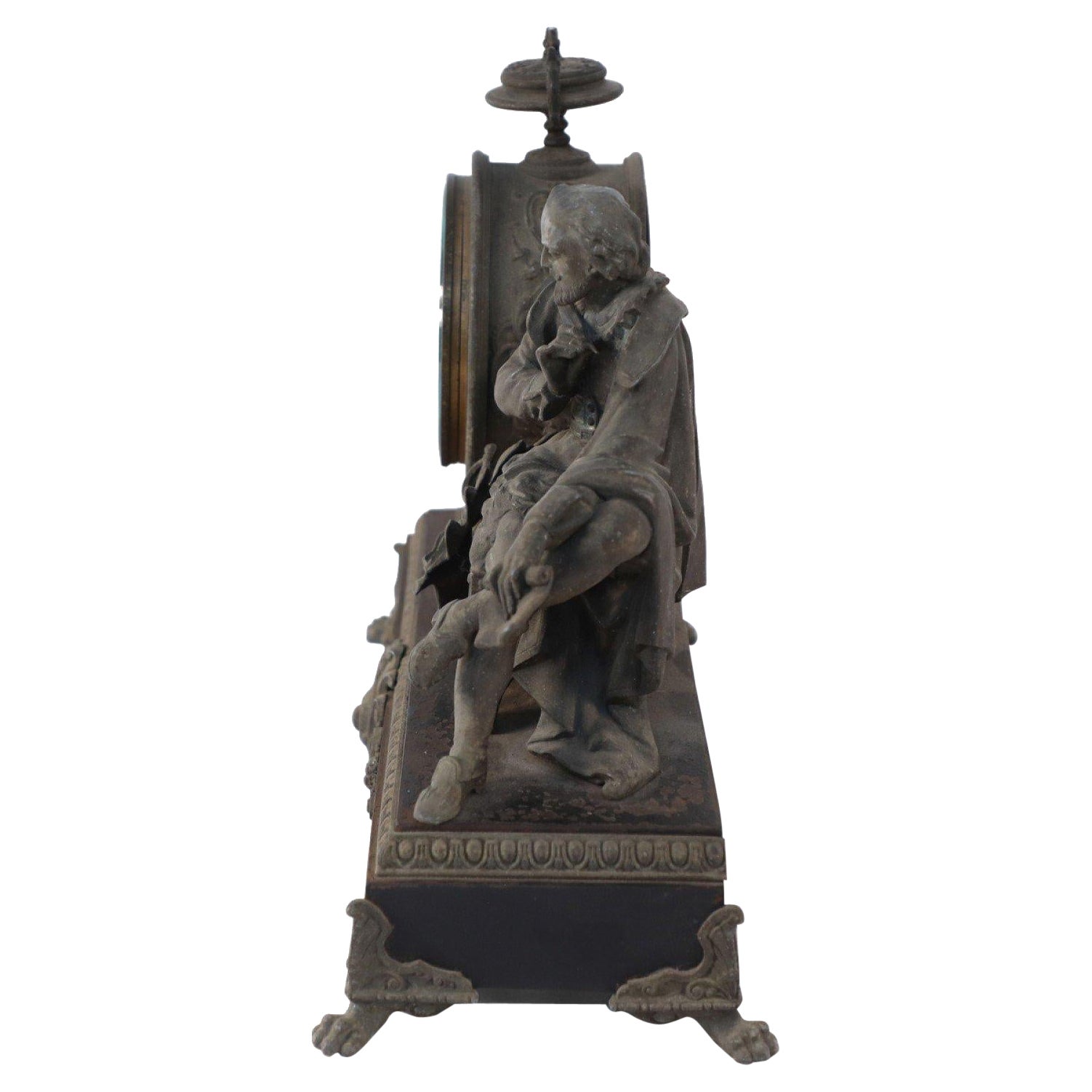 English Victorian Ansonia Clock Company Bronze Shakespeare Mantel Clock