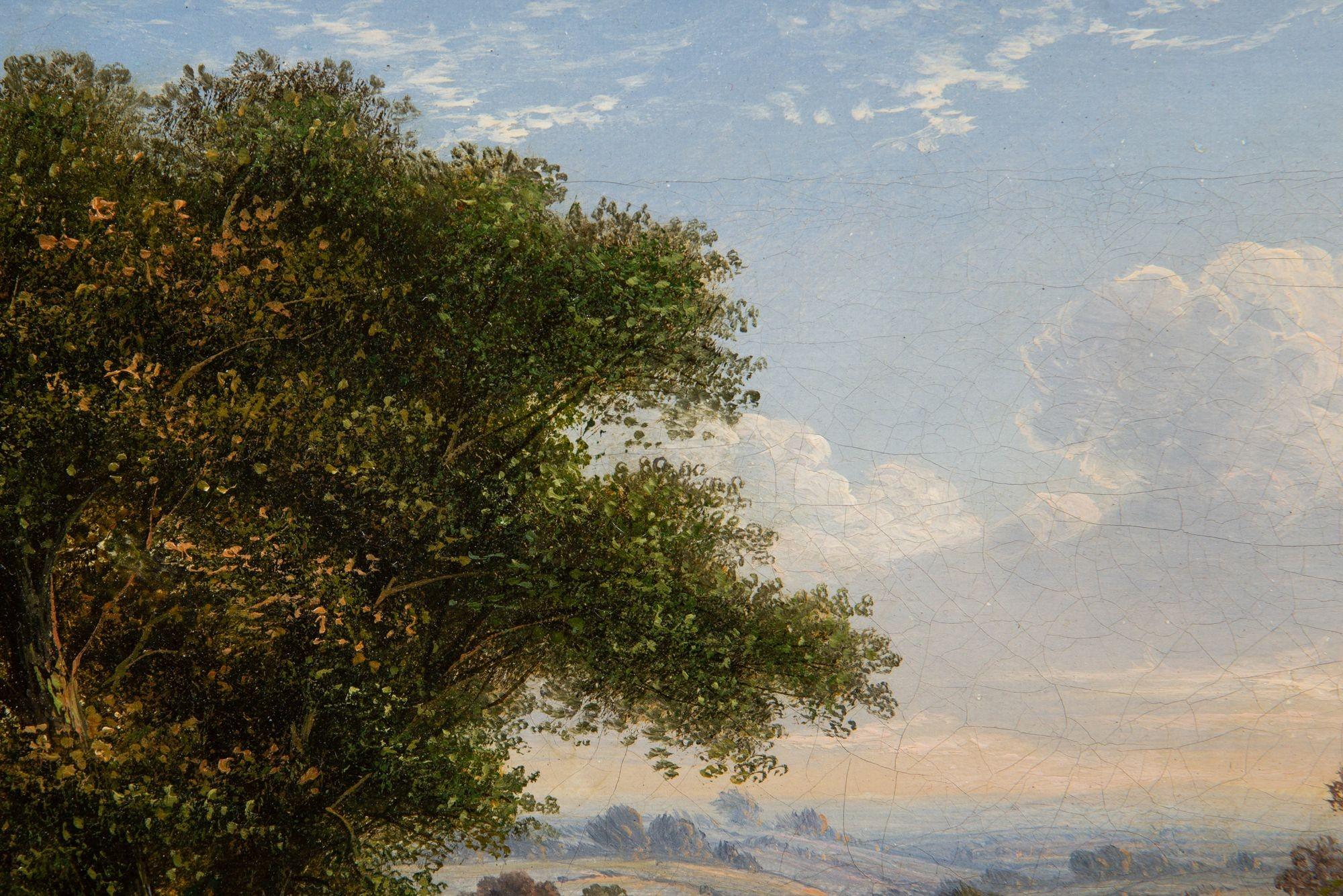 Englisches viktorianisches antikes Ölgemälde einer Landschaft in Devonshire, 19. im Zustand „Gut“ im Angebot in Shippensburg, PA