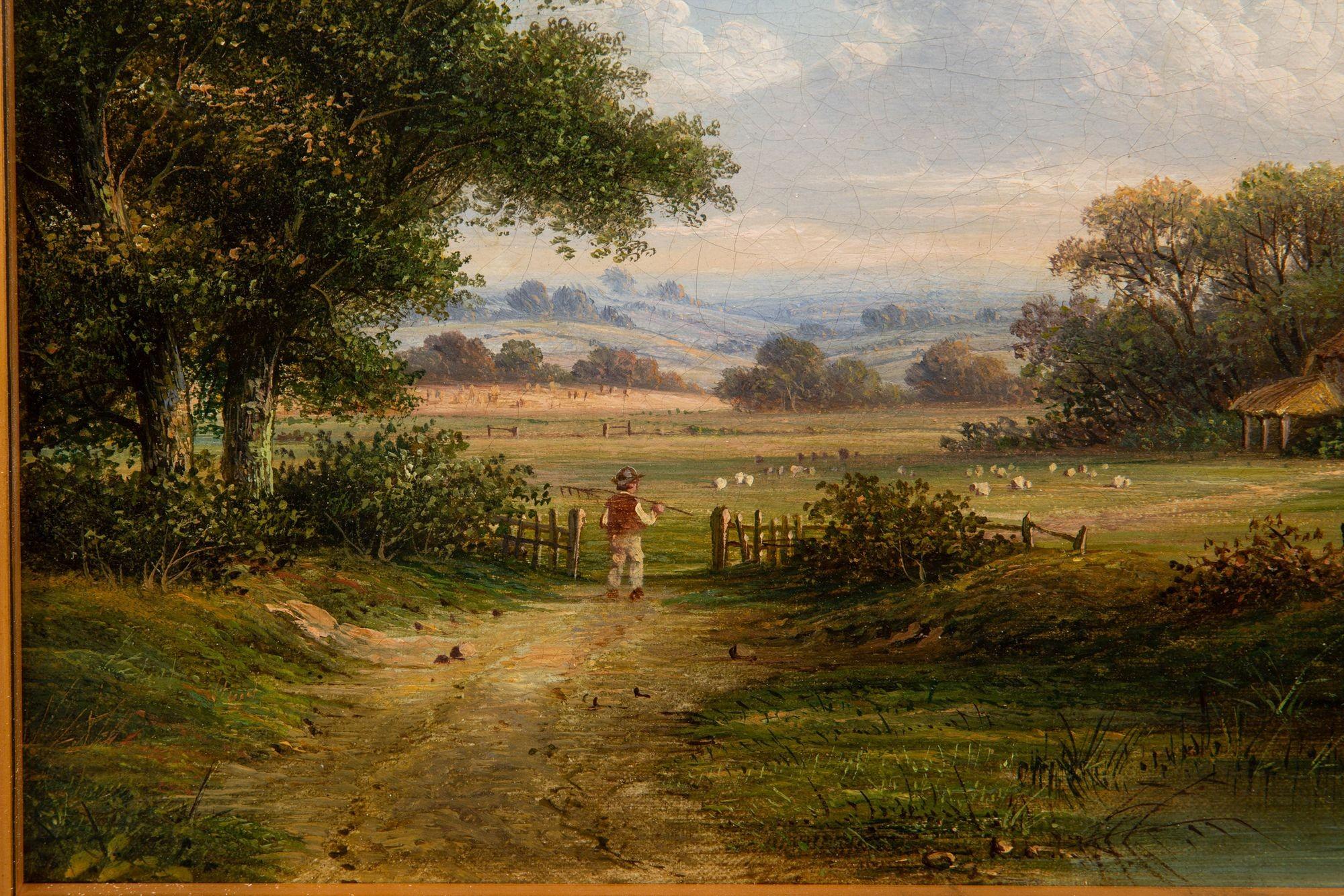 Englisches viktorianisches antikes Ölgemälde einer Landschaft in Devonshire, 19. im Angebot 1