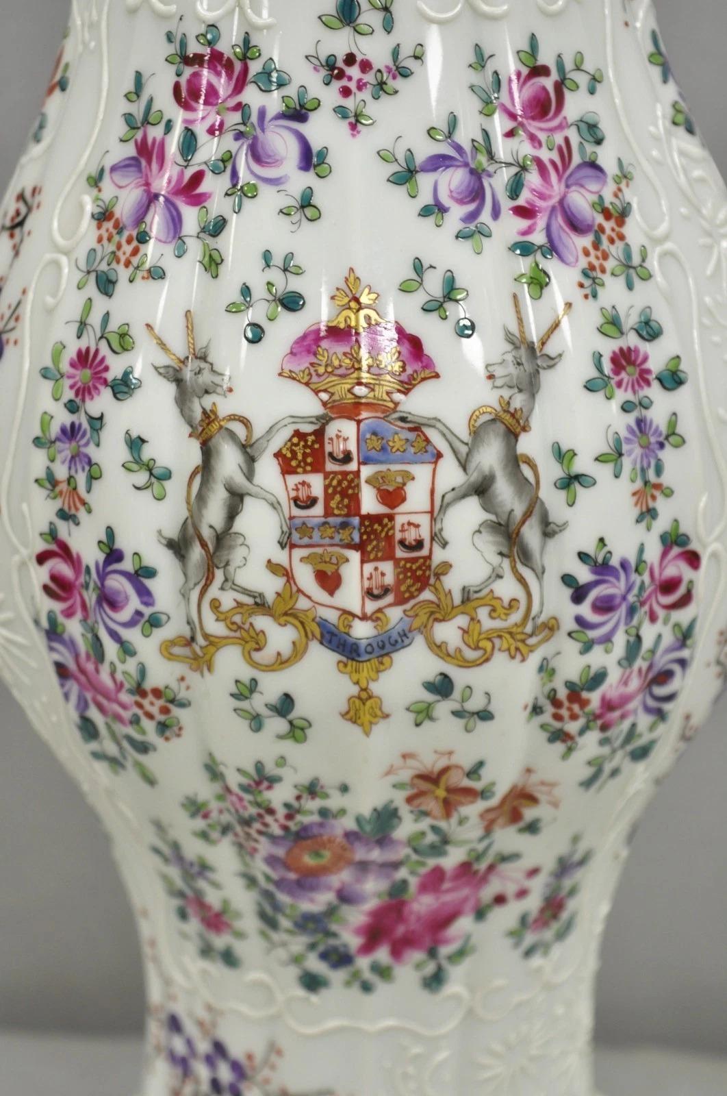 Victorien Lampe de table victorienne en porcelaine peinte à la main et exportée de Chine en vente
