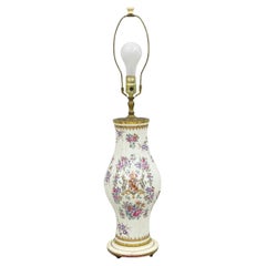 Antique English Victorian Armorial Porcelain Hand Painted Chinese Export Table Lamp