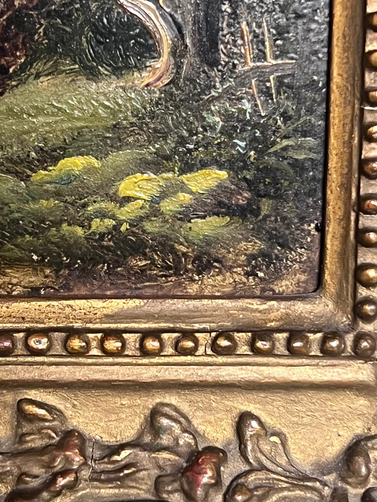 The Woodland Cottage
English Victorian artist, circa 1880's in period
oil painting on board, framed
framed: 7 x 8.5 inches
board: 5 x 6.25 inches
provenance: private collection, England
condition: very good and sound condition 
