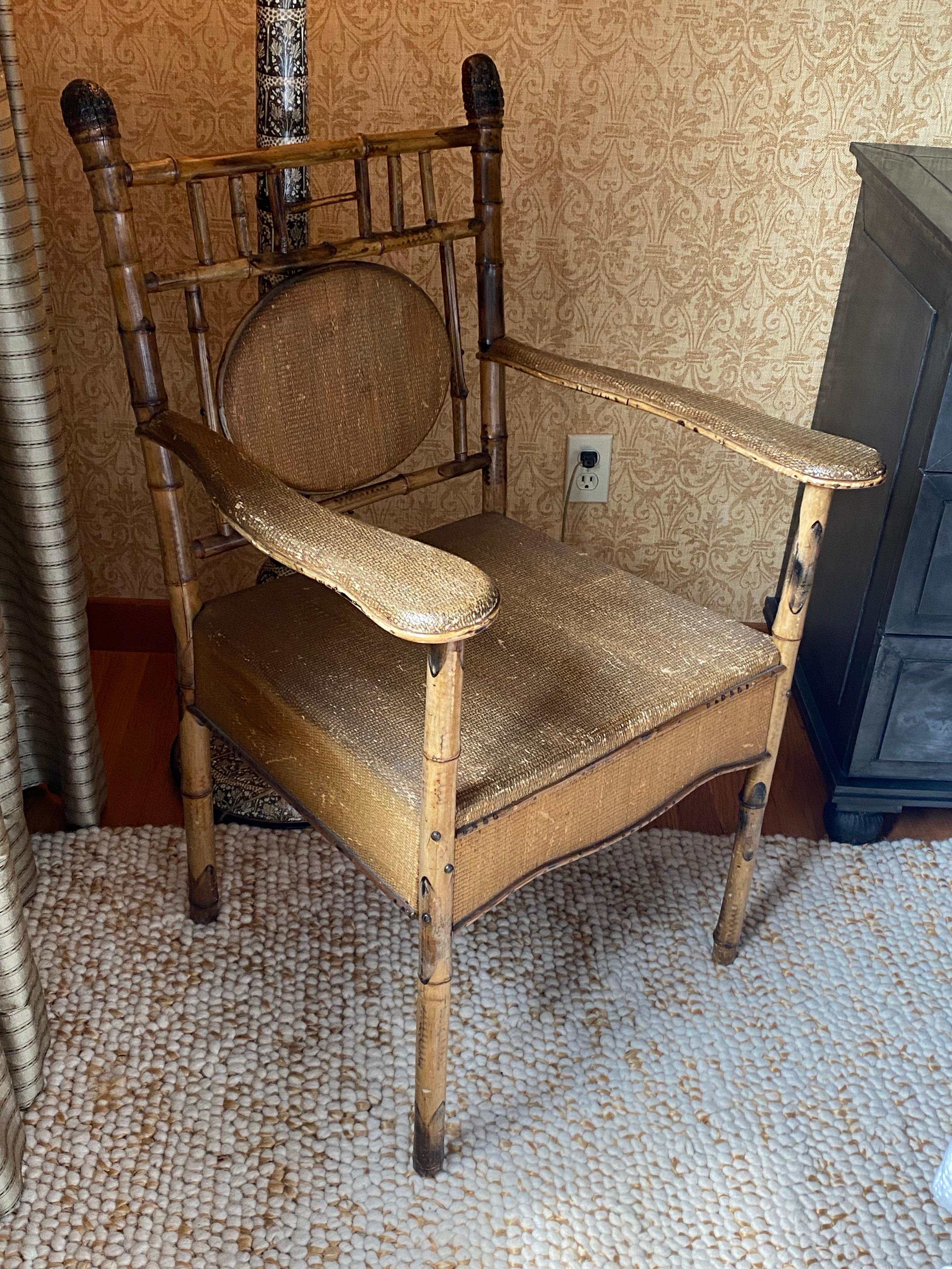 Sillón victoriano inglés de bambú siglo XIX en venta