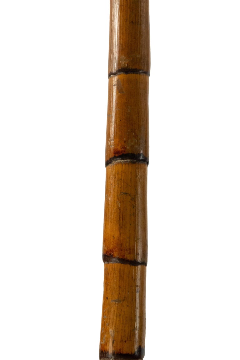 English Victorian Bamboo Cane with Pewter Cap in the Shape of a