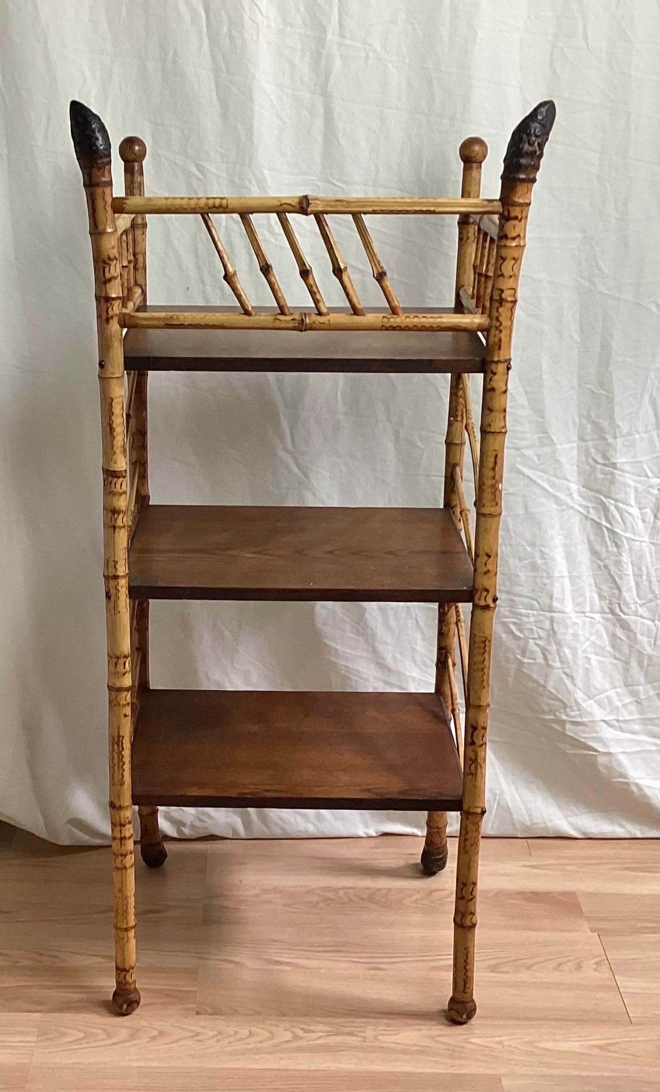 19th Century English Victorian Bamboo Étagère, Shelf For Sale