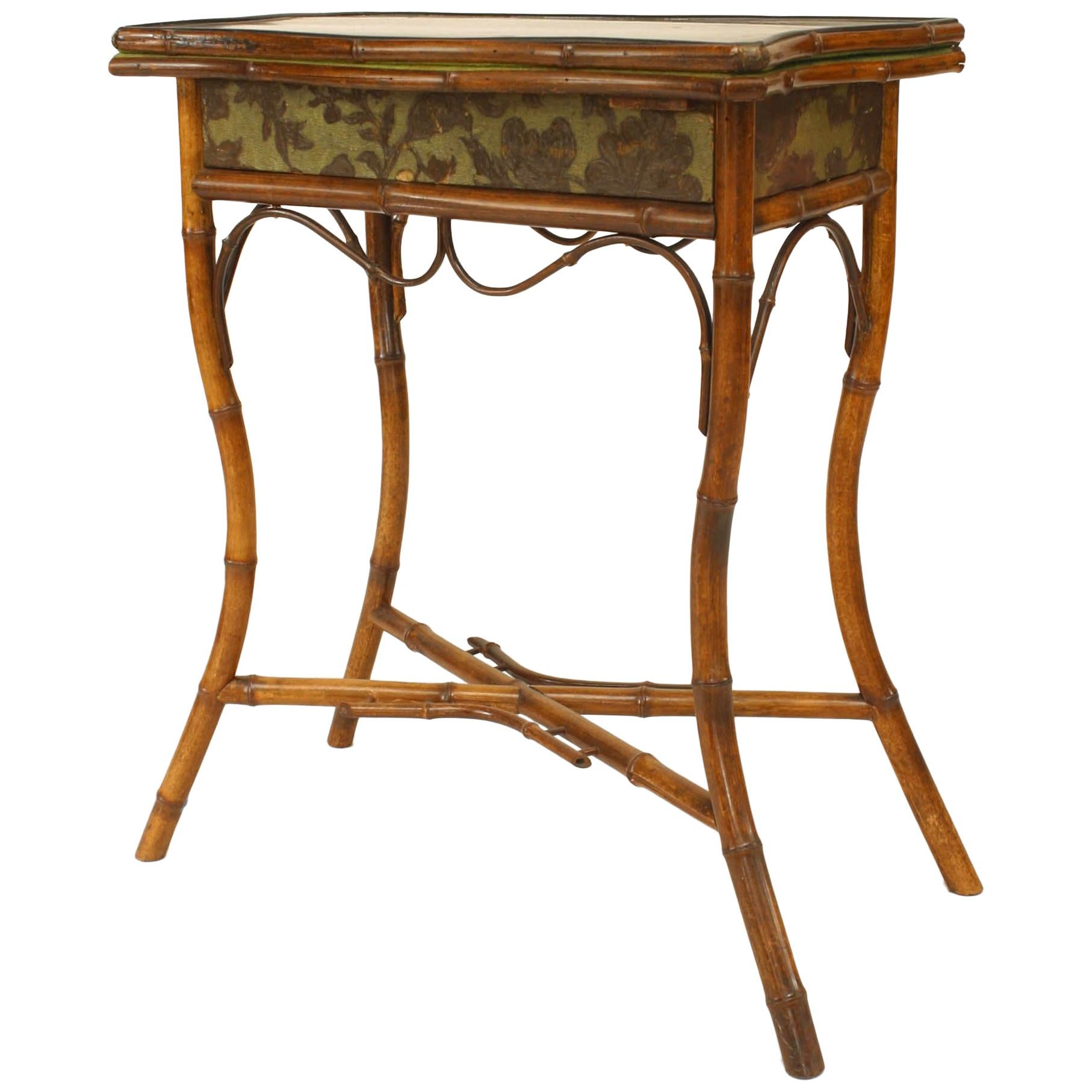 English Victorian Bamboo Flip-Top Console Table