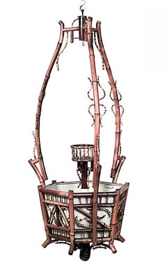 19th Century English Victorian Bamboo Hanging Fernery Planter