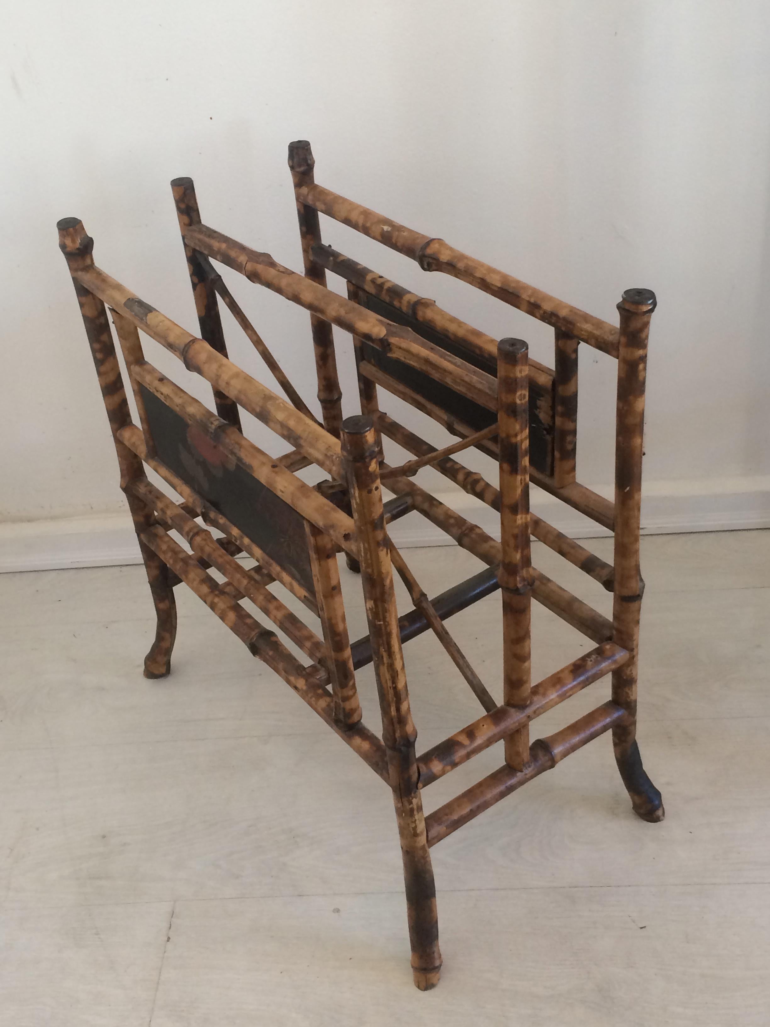 19th Century English Victorian Bamboo Magazine Rack