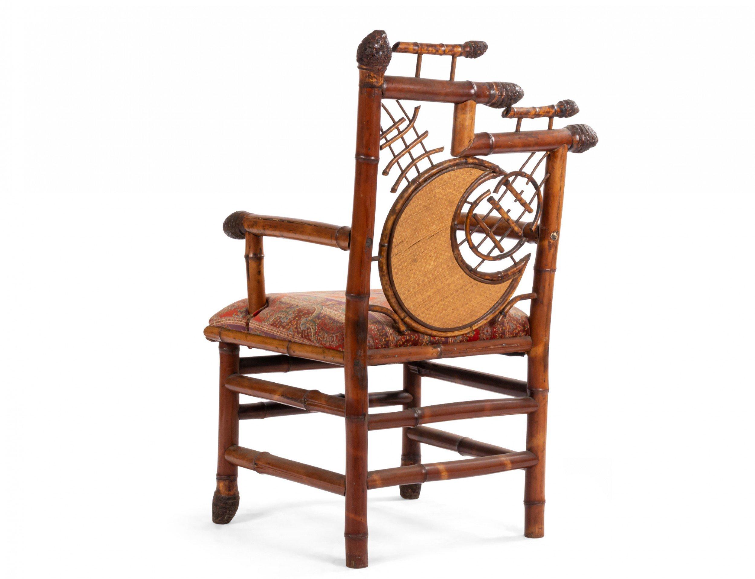 English Victorian Bamboo Moon Arm Chairs For Sale 5