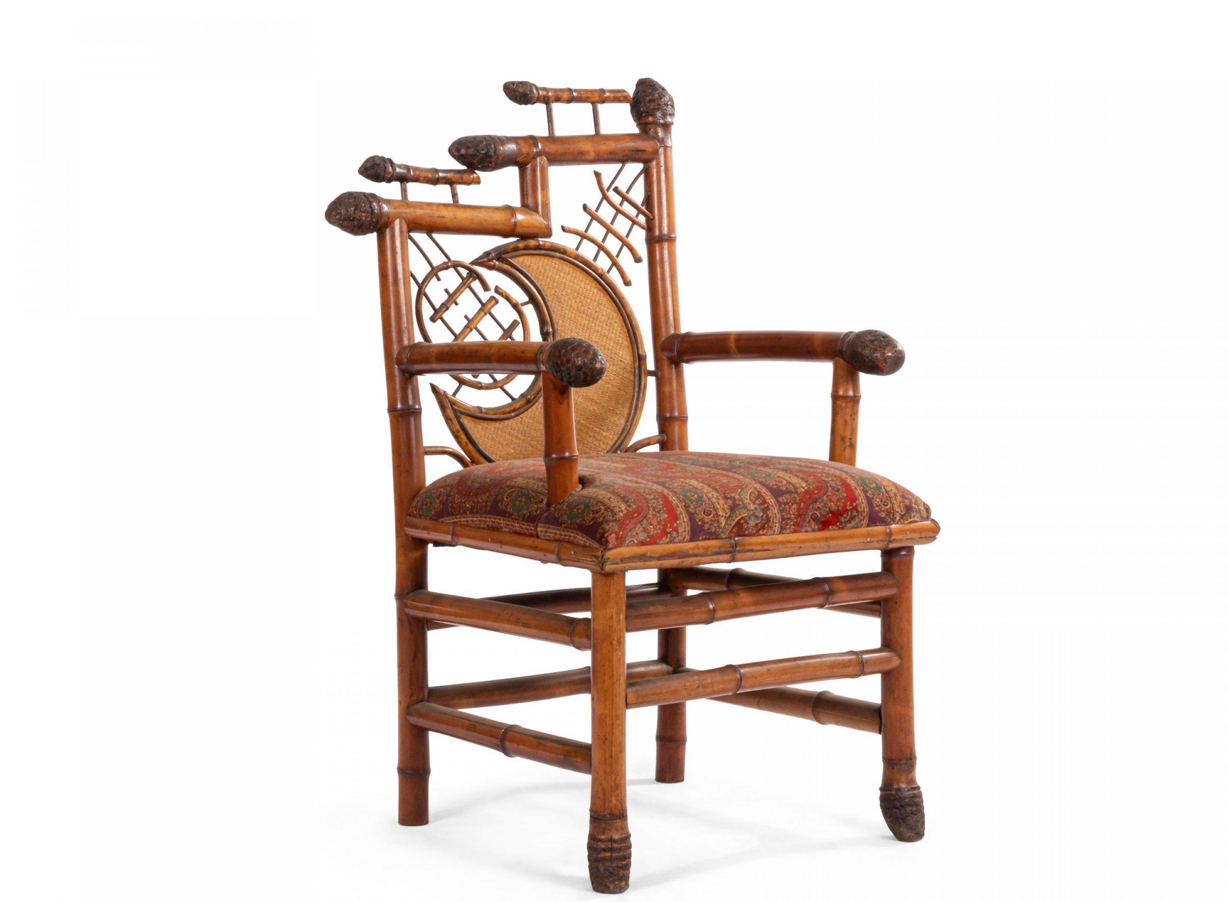 English Victorian Bamboo Moon Arm Chairs For Sale 6