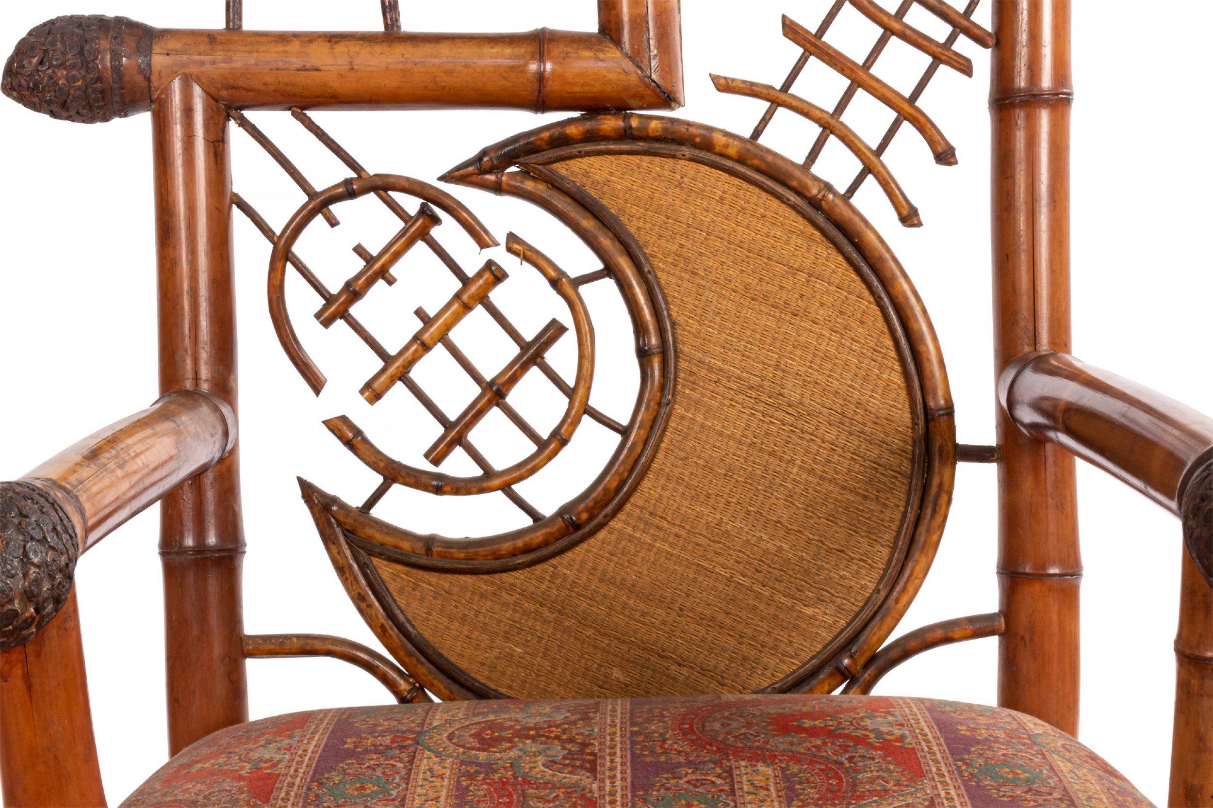 British English Victorian Bamboo Moon Arm Chairs For Sale