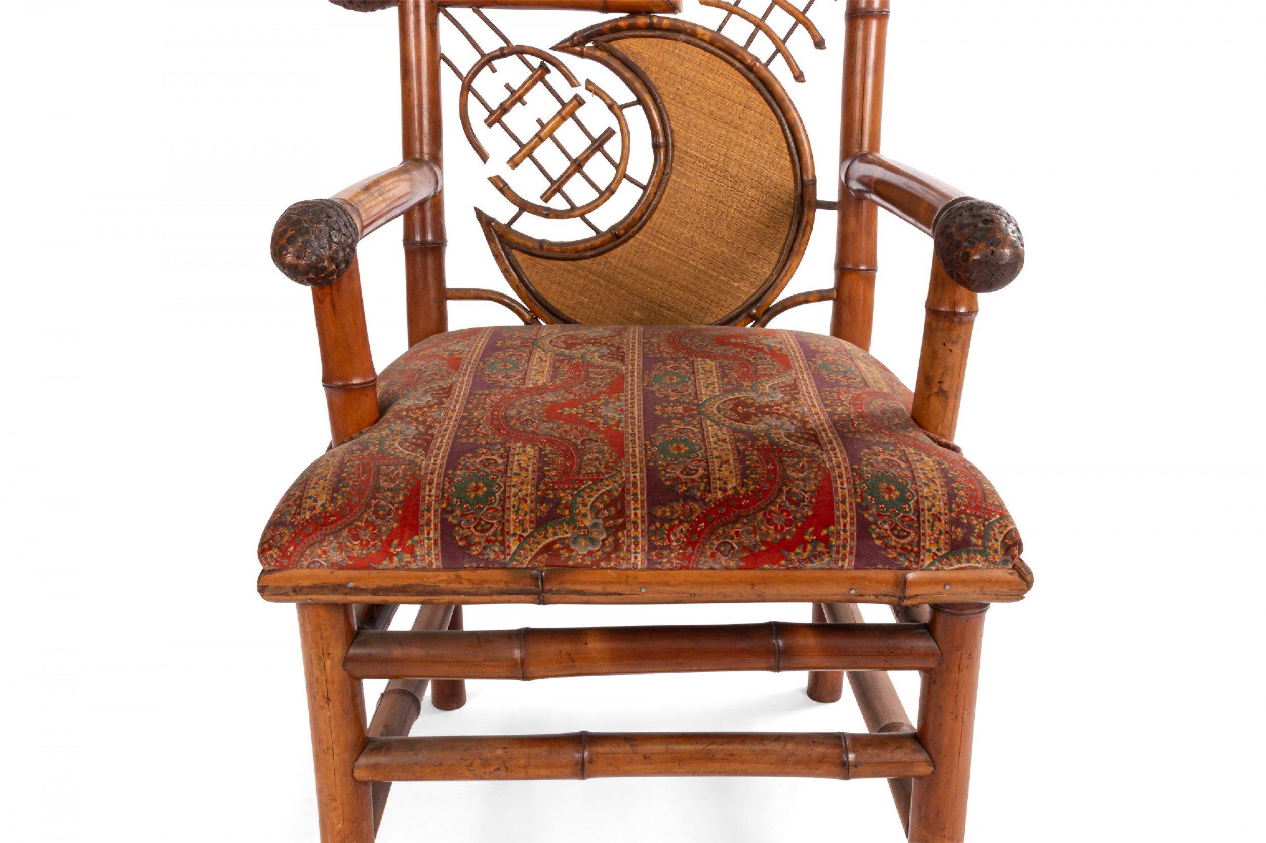 19th Century English Victorian Bamboo Moon Arm Chairs For Sale