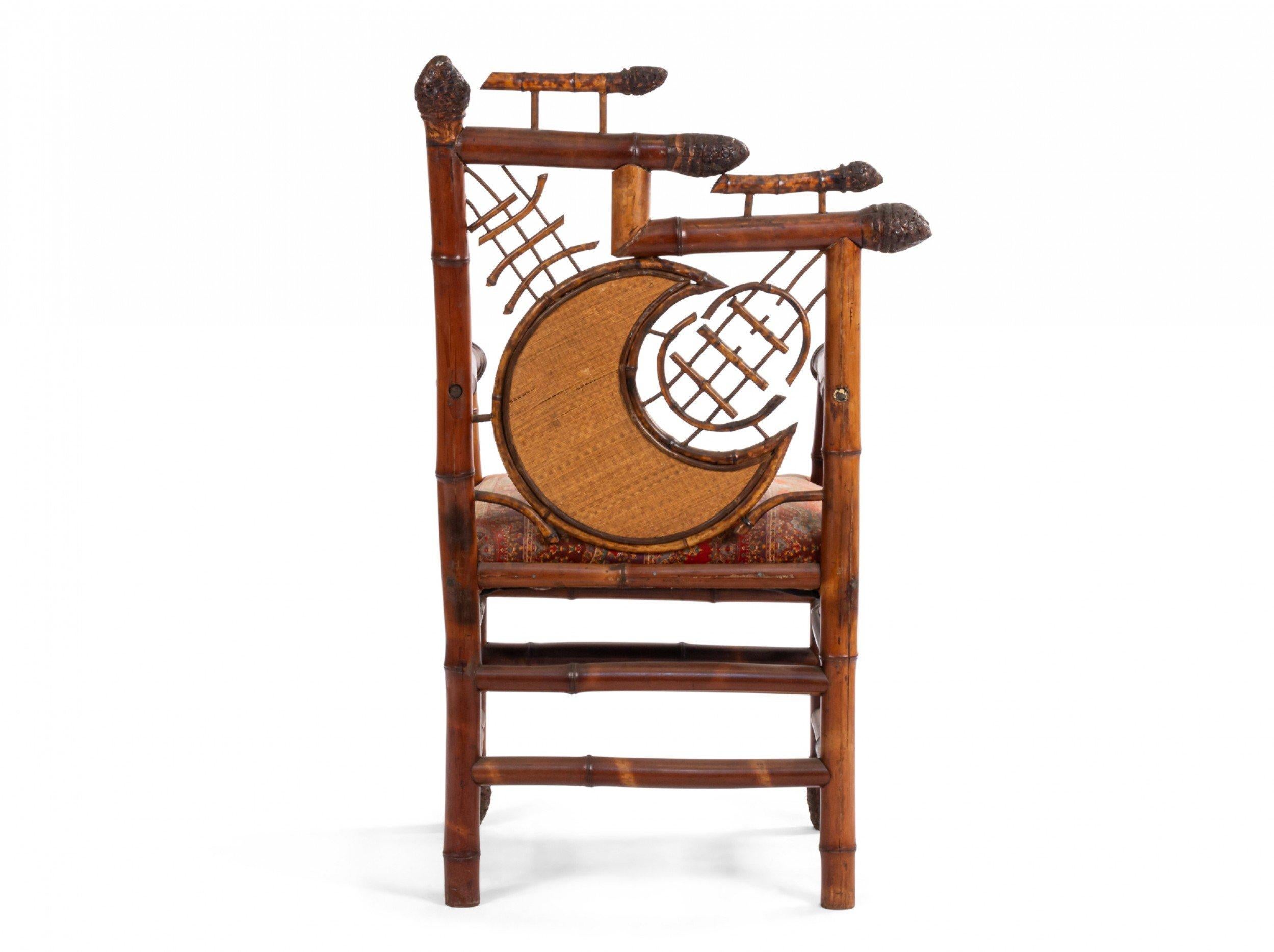 English Victorian Bamboo Moon Arm Chairs For Sale 2