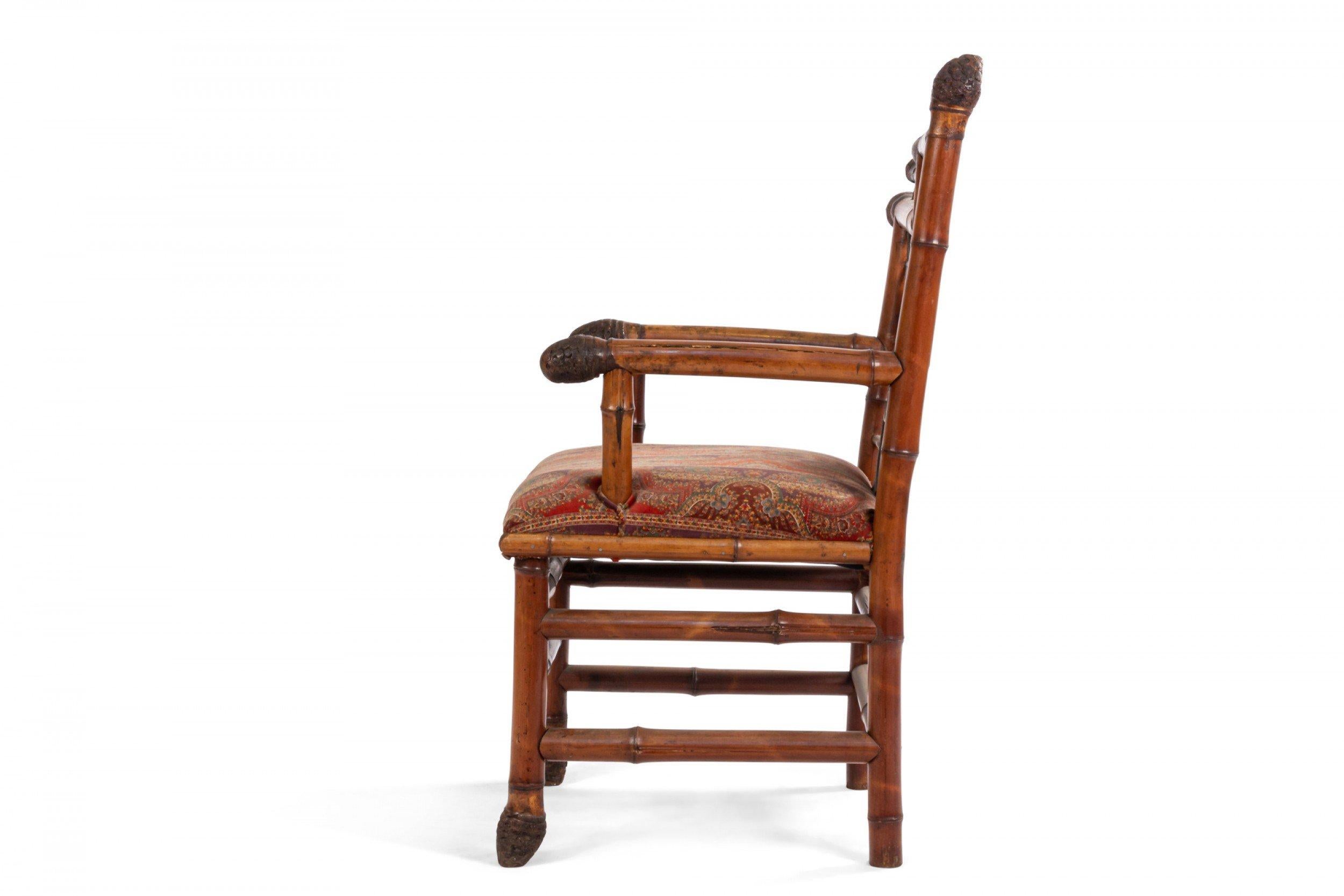 English Victorian Bamboo Moon Arm Chairs For Sale 3