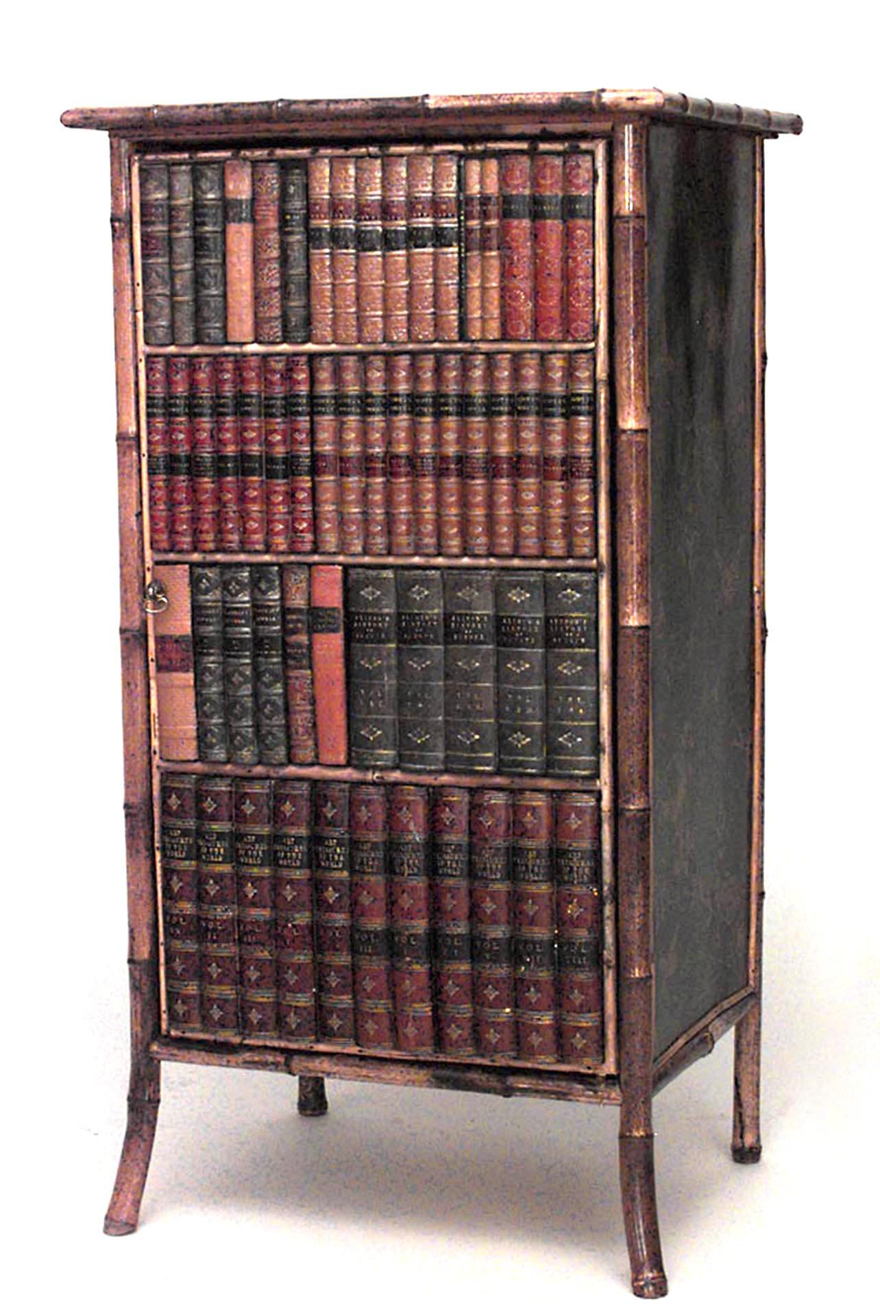 British English Victorian Bamboo Small Bookcase Cabinet For Sale
