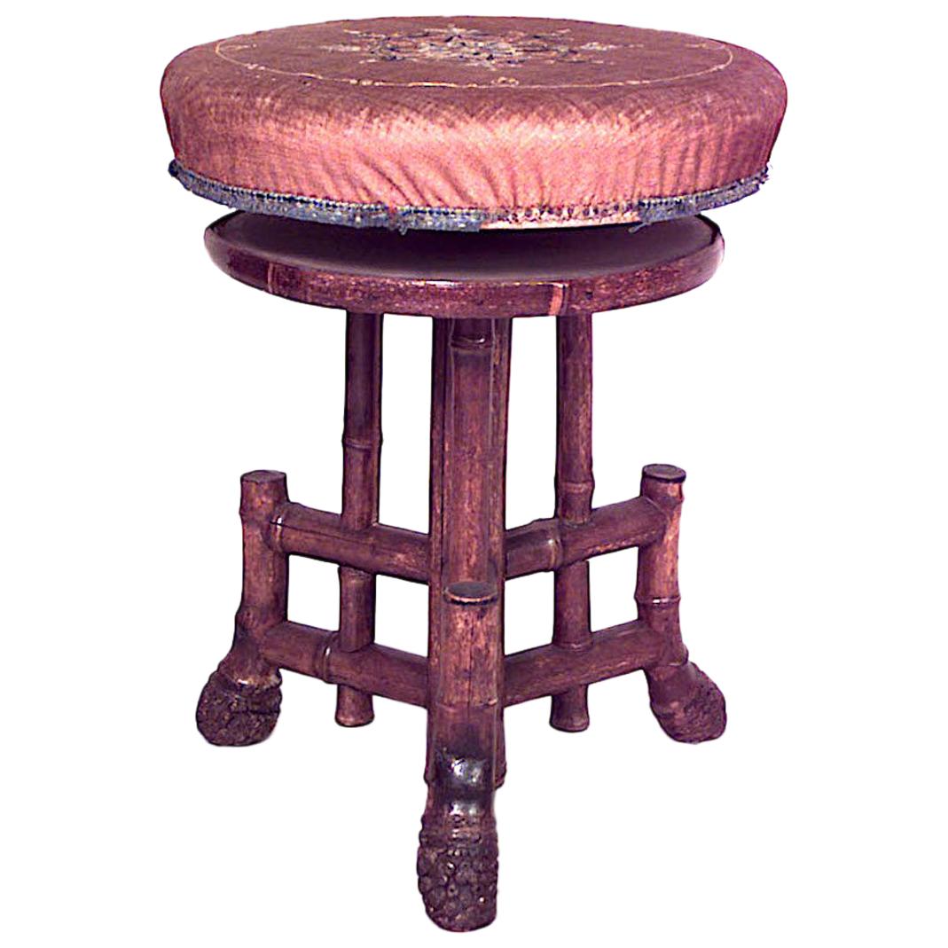 English Victorian Bamboo Swivel Stool For Sale