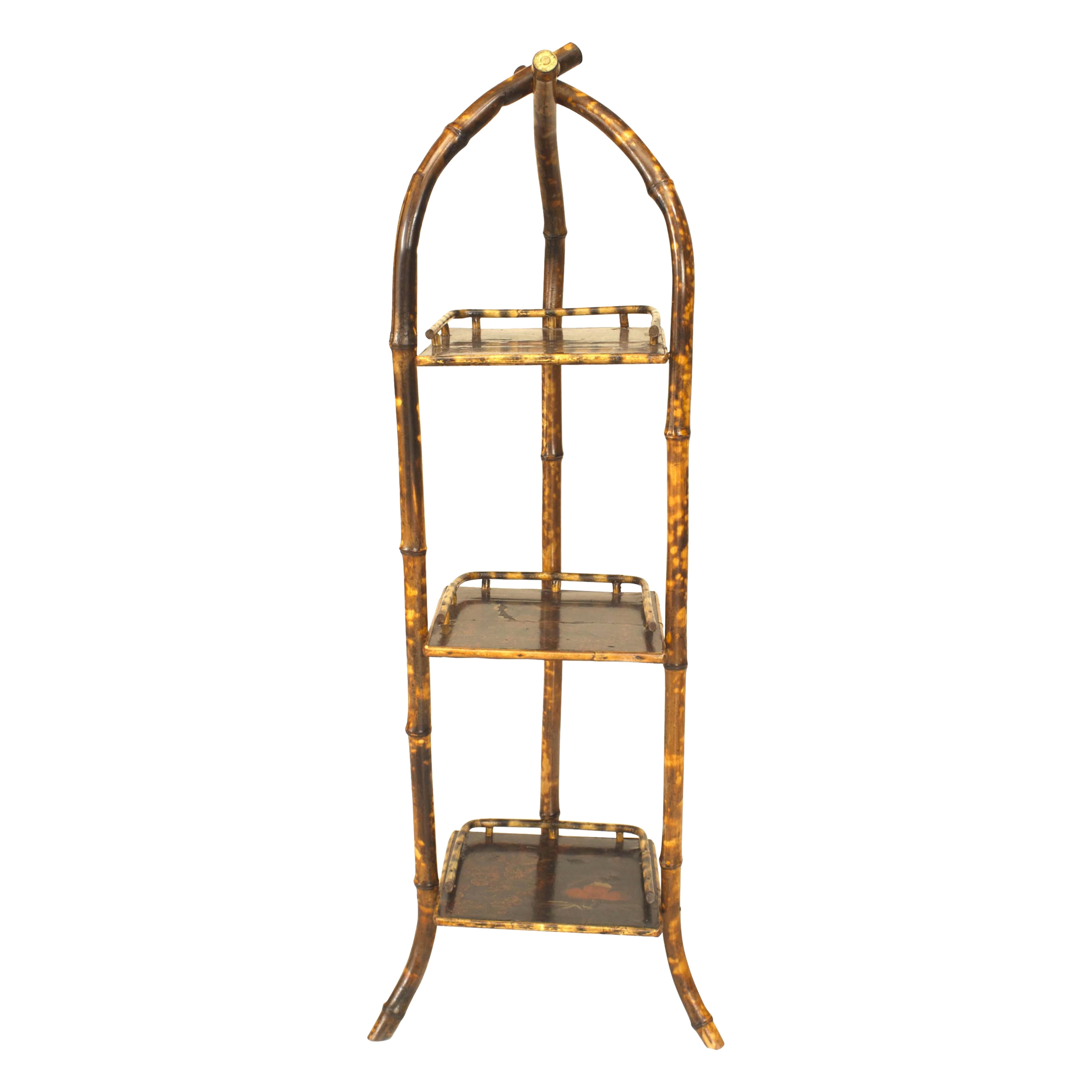 English Victorian Bamboo Three Tier Muffin Stand For Sale