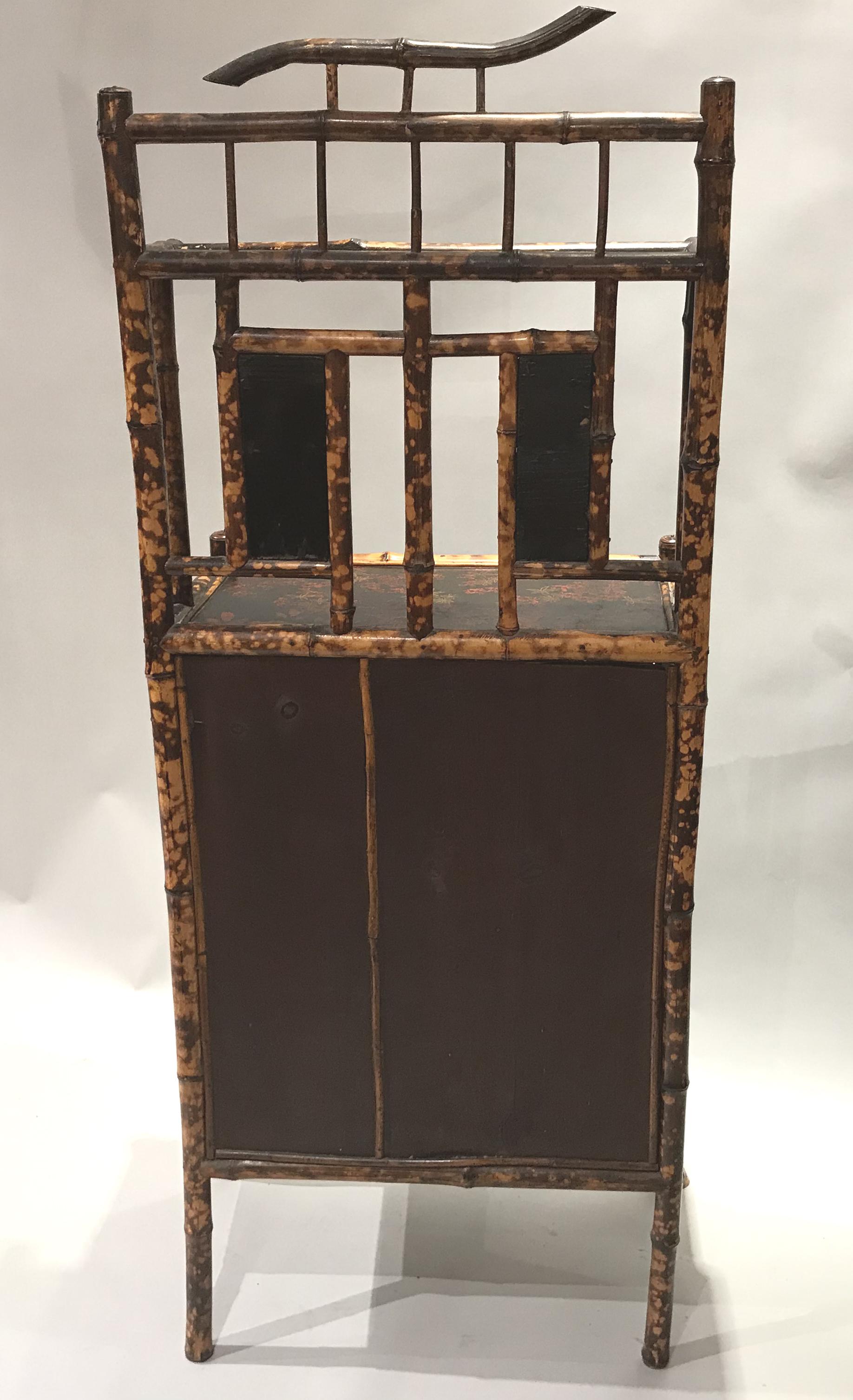 English Victorian Bamboo Two Door Cabinet or Étagère 4