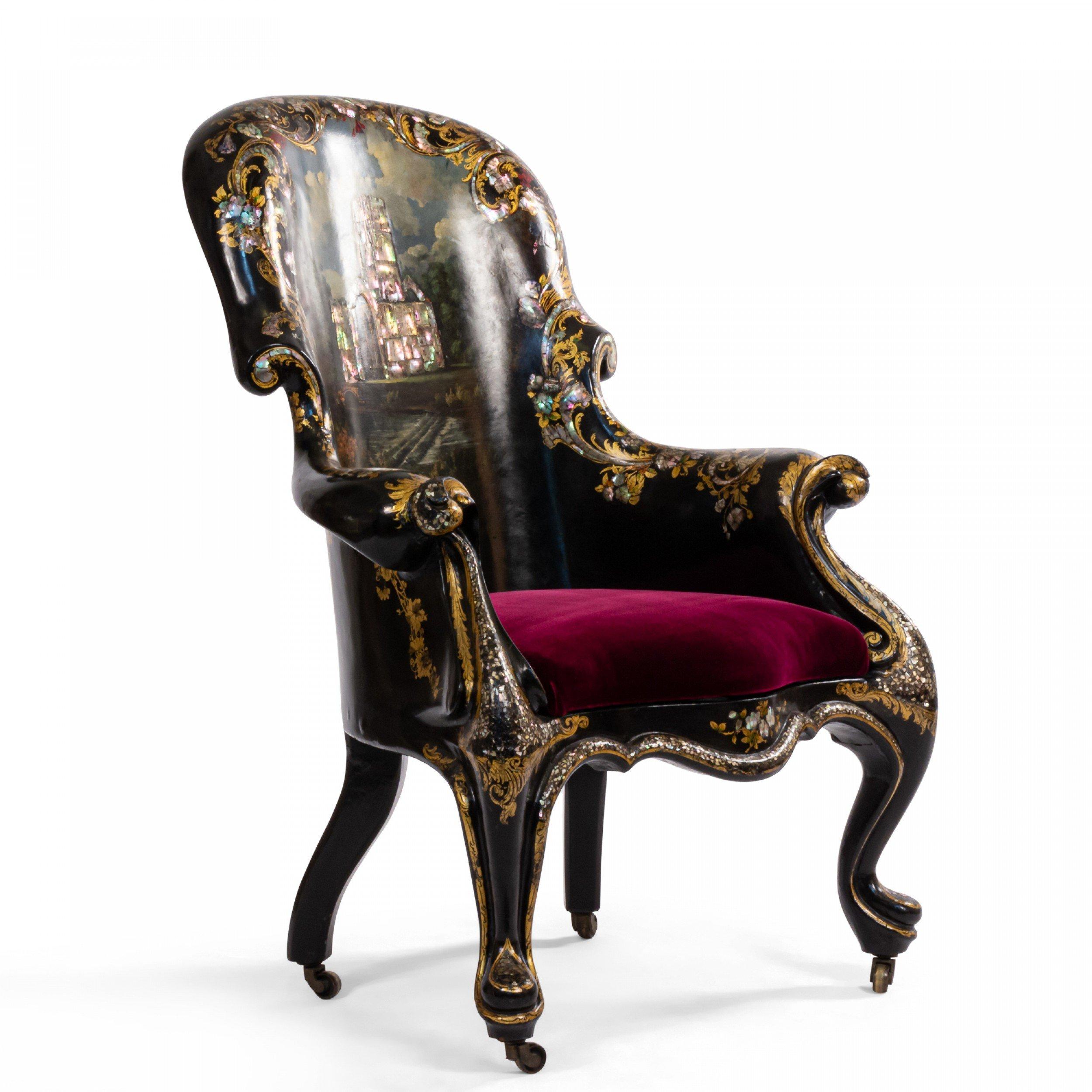 Inlay English Victorian Berg√©Re Arm Chair For Sale