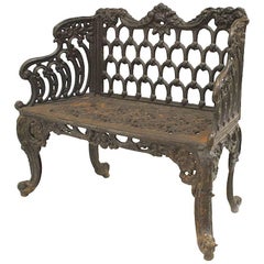 English Victorian Cast Iron Loveseat