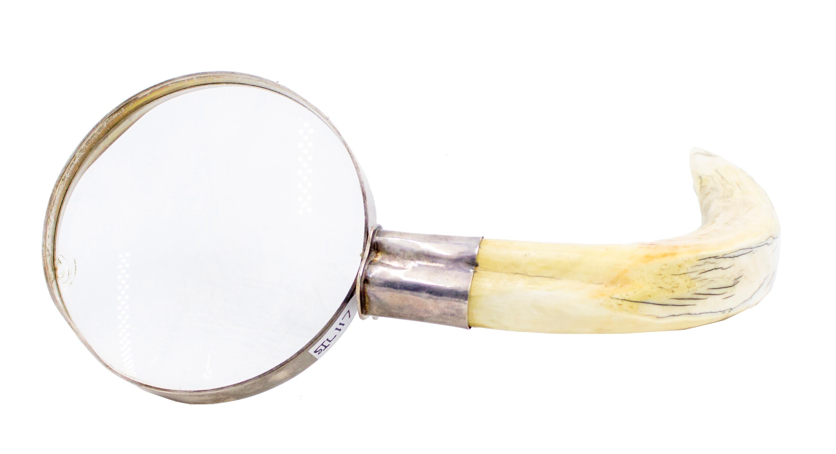 Hand-Crafted English Victorian Boar's Tooth Magnifying Glass For Sale