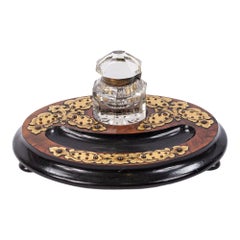 English Victorian Bone and Brass Inkwell