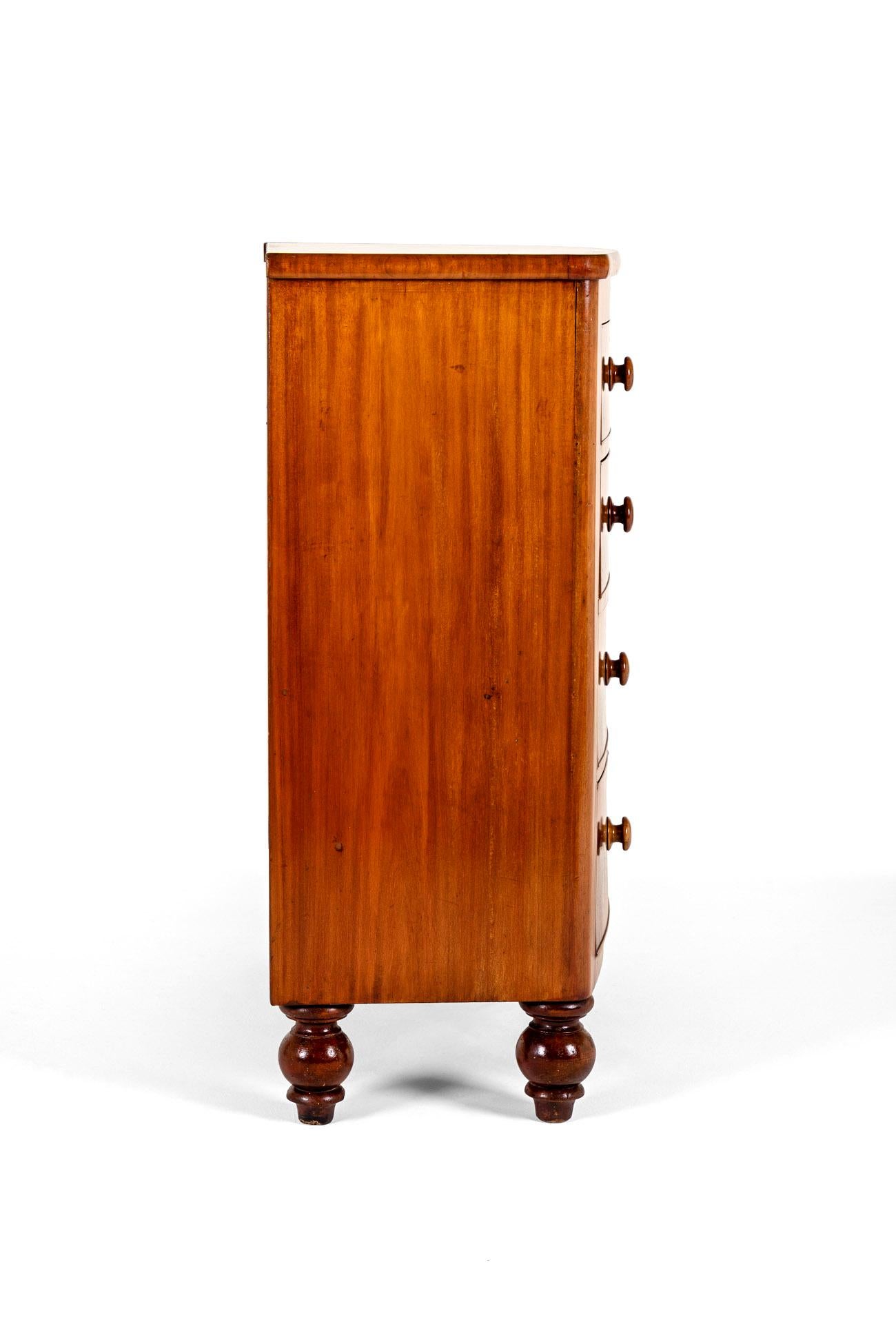High Victorian English Victorian Bow Fronted Chest Of Drawers For Sale
