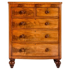 English Victorian Bow Fronted Chest Of Drawers