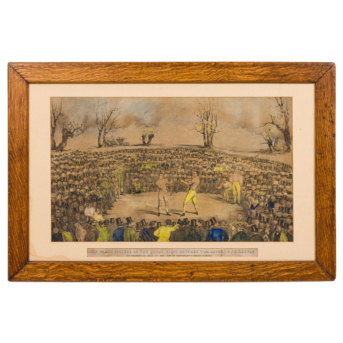 English Victorian Boxing Match Lithograph